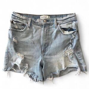 Abercrombie & Fitch High Rise 4” Distressed Denim Short